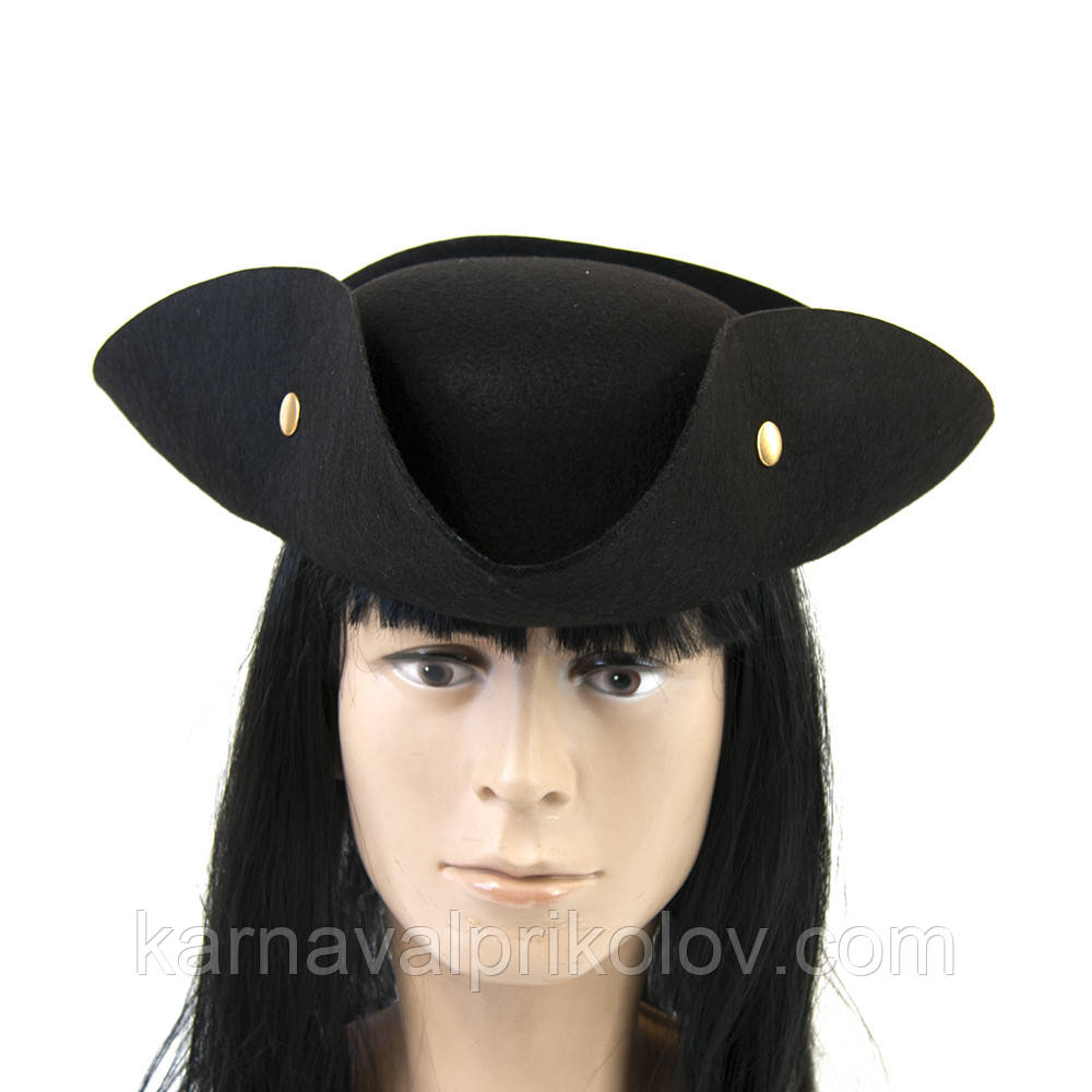 Шляпа Пирата треуголка с заклепками (черный) - фото 5 - id-p1447196663