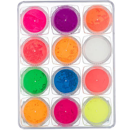 Набір пігментів для нігтів у прозорій тарі, 12 шт., фото 1