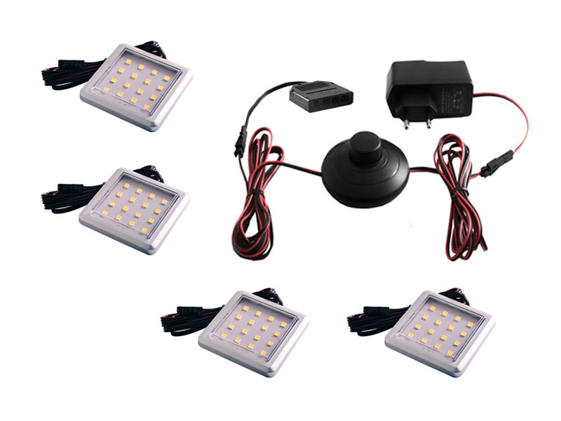 Комплект світильників світлодіодних квадратних для меблів 4шт 8W 220V біле світло