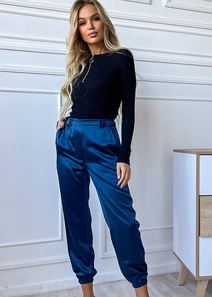 Жіночі брюки з натуральної 100% шовк, шовкові бриджі TM"Silk Kiss". Королівський синій, фото 1