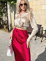 Шовкова жіноча спідниця. TM"Silk Kiss". Натуральний 100% шовк. Бордова, міді, фото 4