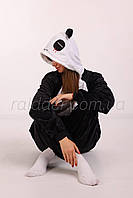 Пижама кигуруми для взрослых и детей черная панда Грустная панда Анимэ (1016)