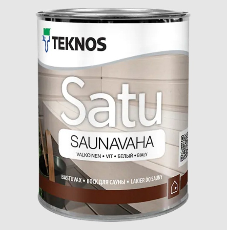 Захисний засіб (натуральній віск) TEKNOS SATU SAUNAVAHA, прозорий для стелі, стін та полиць  2,7 л, Фінляндія
