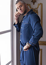 Шовкова піжама чоловіча "Лондон". TM"Silk Kiss". London. Натуральний 100% шовк. Синя, фото 3