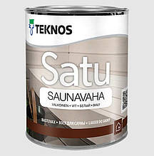 Захисний засіб (натуральній віск) TEKNOS SATU SAUNAVAHA, білий для стелі, стін та полиць  0,45 л, Фінляндія