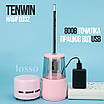 Набір для заточування олівців Tenwin 8082 рожевий, электроточилка для олівців, фото 6