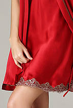 Шовкова жіноча нічна сорочка і халат. Комплект "Мадрид". TM"Silk Kiss". Madrid. 100% шовк. Червоний, фото 2