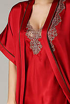 Шовкова жіноча нічна сорочка і халат. Комплект "Мадрид". TM"Silk Kiss". Madrid. 100% шовк. Червоний, фото 5