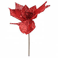 Новогодний декоративный цветок "Мерцание" красный 48х36 см