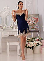 Шовкова нічна сорочка і халат. Комплект "Мадейра". TM"Silk Kiss". Madeira. Синій, фото 5