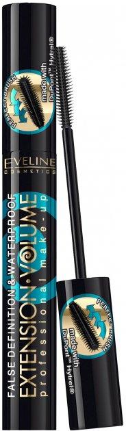 Водостійка туш для об'єму вій Eveline Cosmetics 4D Extension Volume&Waterprof Mascara, 10 мл