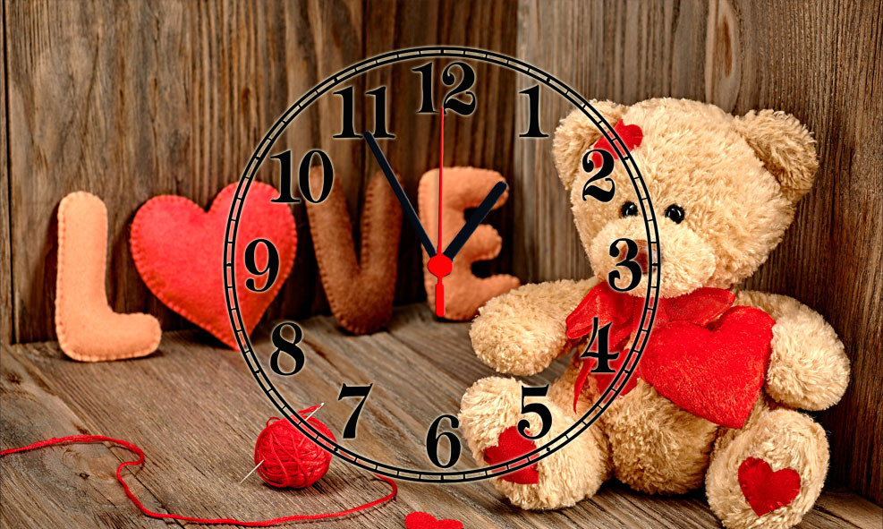 Годинники настінні скляні "Love teddy bear"