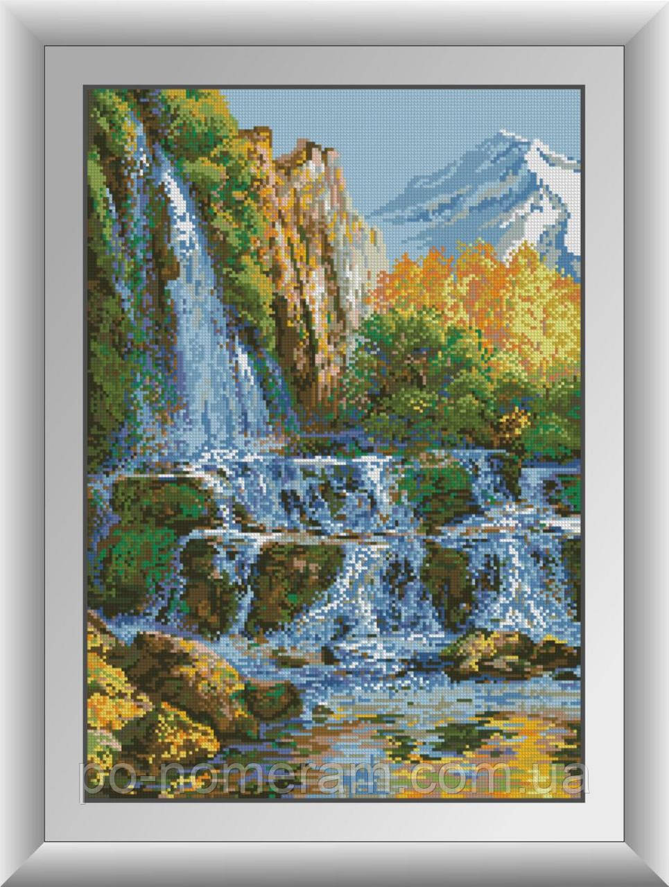 Алмазна вишивка Dream Art Пейзаж з водоспадом (повна зашивання, квадратні камені) (DA-30115) 44 х 61,5 см (Без підрамника)