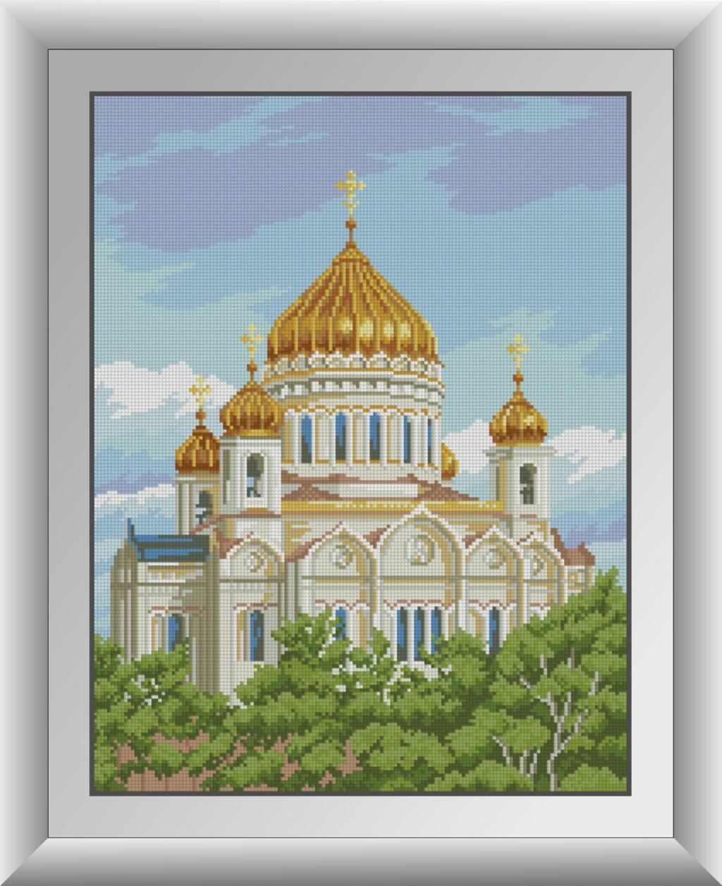 Картина мозаїка Dream Art Храм христа спасителя (повна зашивання, квадратні камені) (DA-30199) 39 х 51 см (Без підрамника), фото 1