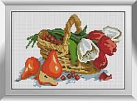 Картина из мозаики Dream Art Корзина с цветами и фруктами (DA-31216) 22 x 34 см (Без подрамника)