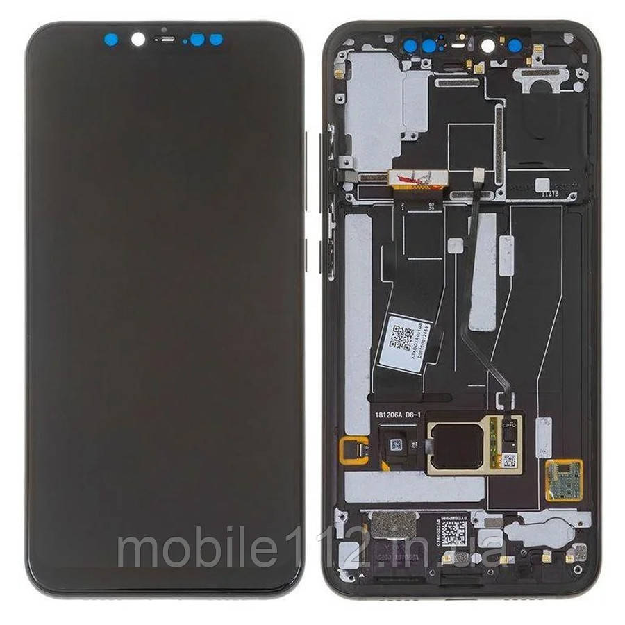 Экран (дисплей) Xiaomi Mi 8 Pro Mi 8 Explorer + тачскрин черный оригинал Китай с передней панелью со сканером