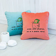 Подушка подарункова "бажаю особисто переконатися, що не в грошах щастя" флок