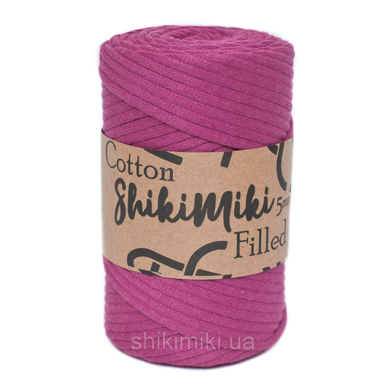 Трикотажний бавовняний шнур Cotton Filled 5 мм, колір Малиновий