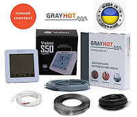 Теплый пол GRAYHOT 1 м²-1,6м² 186Вт (13м) двухжильный кабель с сенсорным программируемым терморегулятором S50