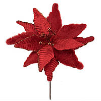 Новогодний декоративный цветок "Пуансетия" красная 44х32 см