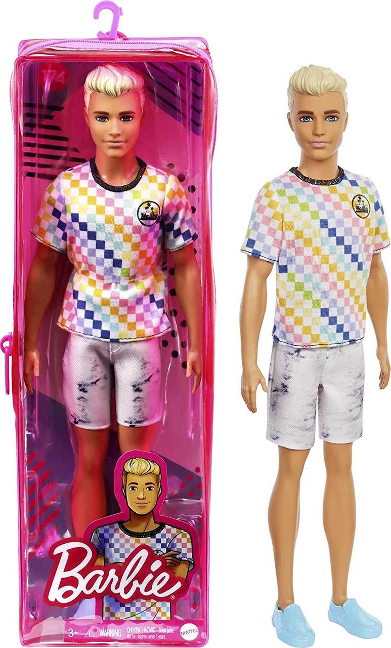 Лялька Кен Модник у клітчастій футболці Barbie Ken Fashionistas Doll #174 (GRB90)
