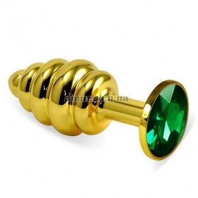 Анальний корок Gold Spiral Green, золотистий