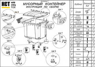 Євроконтейнер Sulo з пласкою кришкою 1100 л. червоний, фото 3