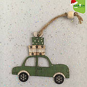 Новорічна підвіска Машинка зелена 6 см