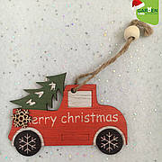 Новорічна підвіска Машинка червона 6 см