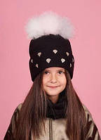Детский зимний комплект (шапка + шарф-хомут) для девочки "Тама", DemboHouse (ДембоХаус)