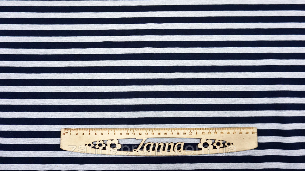 Тканина двонитка в темно-синю і світло-сіру смужку (Туреччина), фото 1