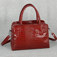Оригинальная темно-красная кожаная сумка, тиснение под кайман, цвета в ассортименте