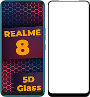 5D стекло Realme 8 (Защитное Full Glue) Black (Реалми 8)