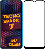 5D стекло Tecno Spark 7 (Защитное Full Glue) Black (Техно Спарк 7)