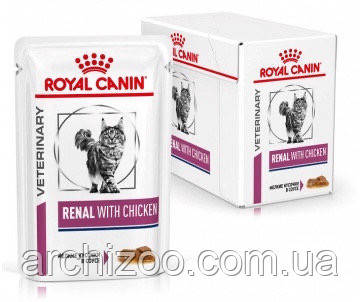 Royal Canin Renal Feline 85гр *12шт паучи з куркою -дієта при нирковій недостатності у кішок, фото 2