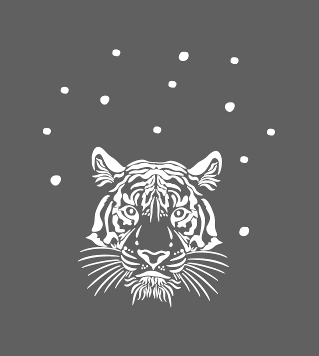 Новогодняя наклейка Голова тигра (символ года 2022 наклейки на окно новый год снежинки) матовая 375x400 мм - фото 2 - id-p1501093339