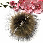 Хутряний бубон (помпон) з єнота 13-15 см., фото 2