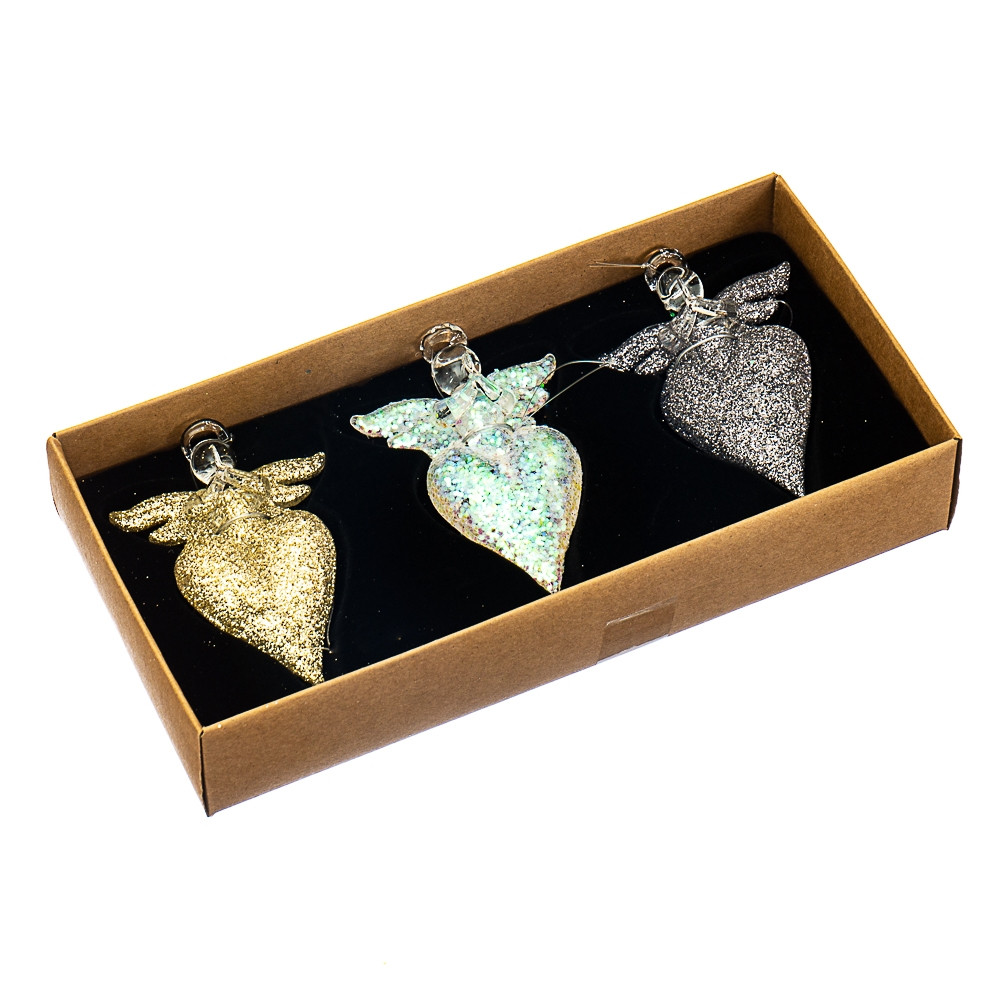 Набір скляних прикрас на ялинку Lefard жестами 3 шт 5х8 см 1081NB