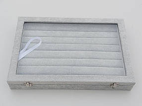 Органайзер для прикрас 35×24×5 см на 8 секцій сірого кольору, фото 3