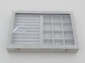 Органайзер для прикрас 35×24×5 см на 8 секцій сірого кольору, фото 3