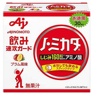 Ajinomoto No Mikata 2800 мг амінокислоти аланіну і глутаміну для попередження похмілля, для енергії, 30 стіків