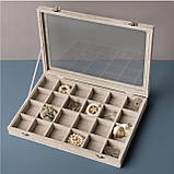 Органайзер для прикрас 35×24×5 см на 24 секції сірого кольору, фото 2
