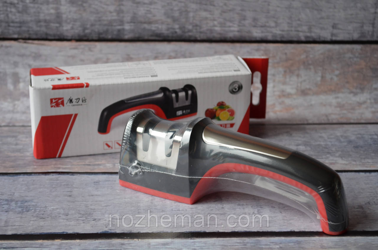 Точилка для ножів, двох ступінчаста механічна точила дискового типу, фото 1