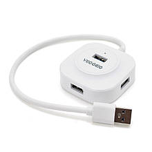 Хаб VEGGIEG V-U3403 USB 3.0 4 порти, 480Mbts, живлення від USB, White, 0,3 m, Box