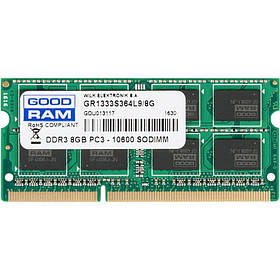 Модуль пам'яті для ноутбука SoDIMM DDR3 8 GB 1333 MHz GOODRAM (GR1333S364L9/8G)