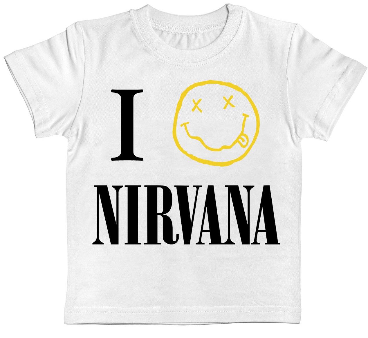 Дитяча футболка Nirvana (I love Nirvana) біла, Розмір 4-5 років