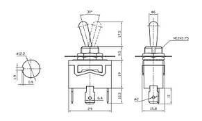 Тумблер KN3 (С)-102AР (ON-ON) TCOM, 3pin, 10 А, 250VAC, фото 4