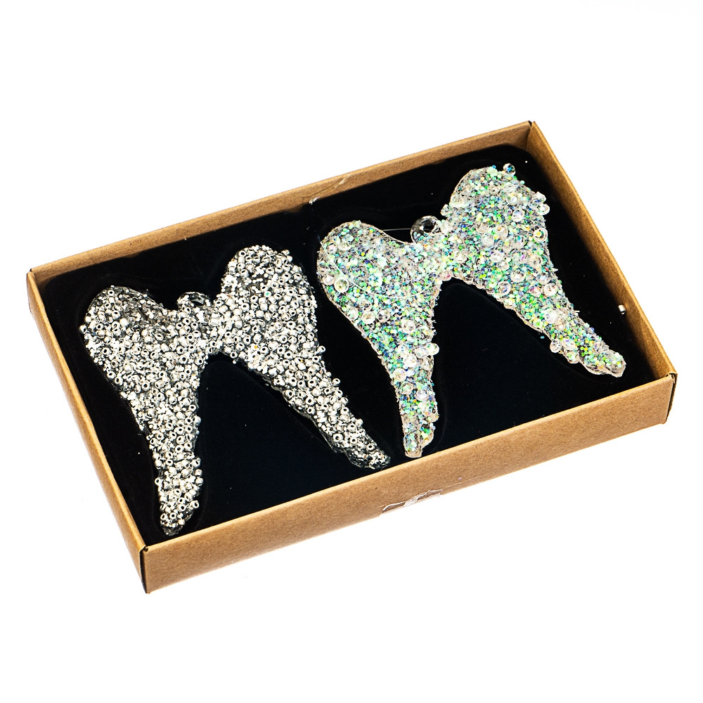 Набір скляних прикрас на ялинку Lefard Крила 2 шт 9 см 1088NB