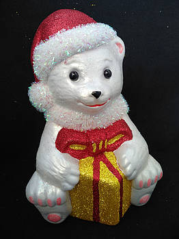 Новорічна іграшка під ялинку Ведмедик із подарунком