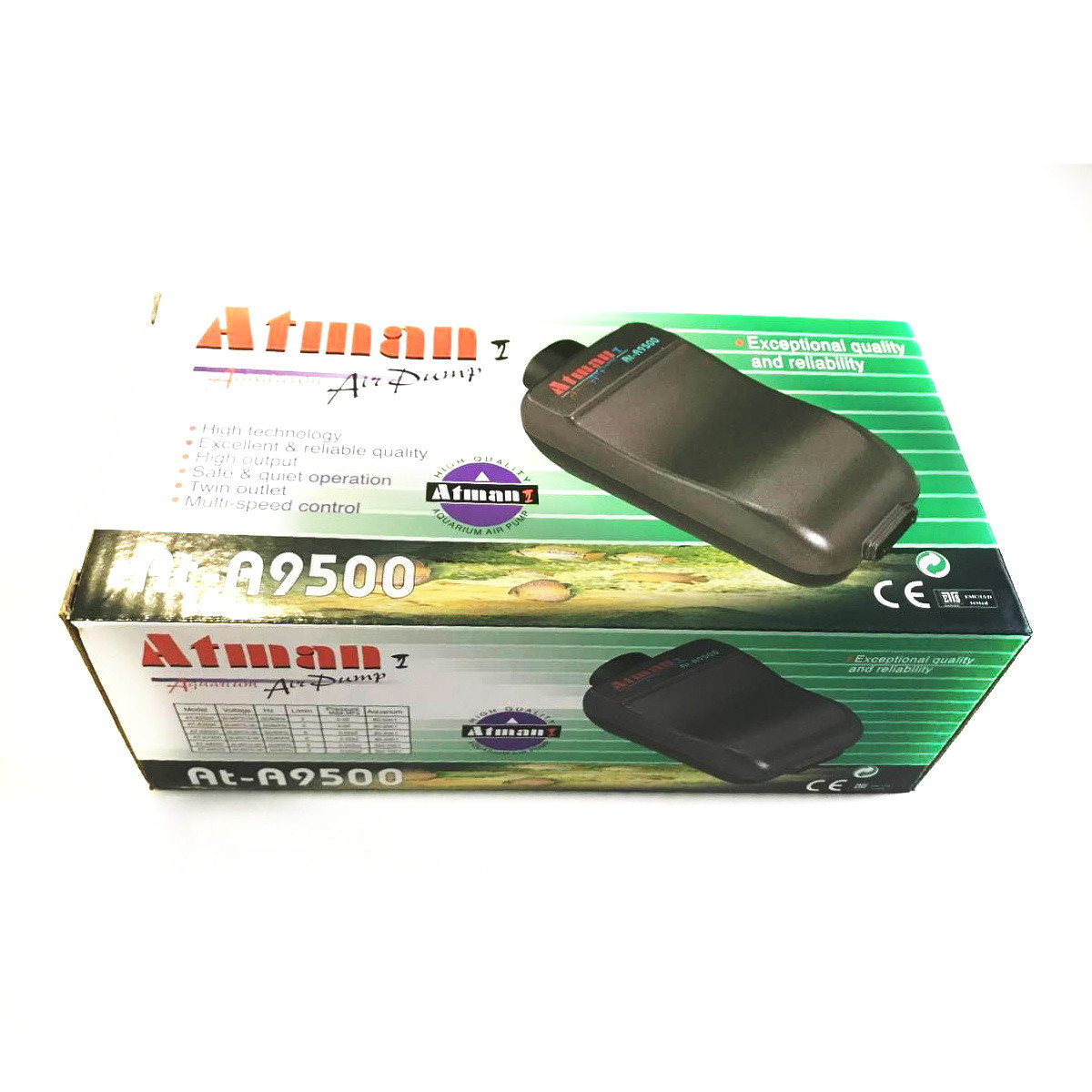 Двоканальний компресор для акваріума Atman AT-9500